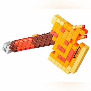 Nerf Minecraft Firebrand Axe Blaster Toy – Orange Pixel Foam Weapon – No Darts